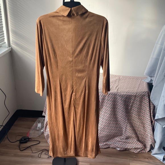 Sami & Jo dress collared camel colored casual boho office neutral business L - Picture 10 of 17